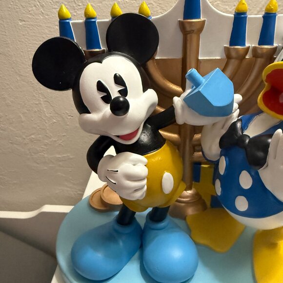 DISNEY Mickey Mouse Donald Duck Figurine Hanukkah Menorah Dreidel Statue Jewish - Picture 2 of 5
